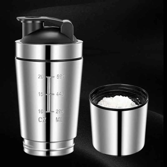 Stainless Steel Protein Shaker – 600ML Leakproof, Durable & Portable