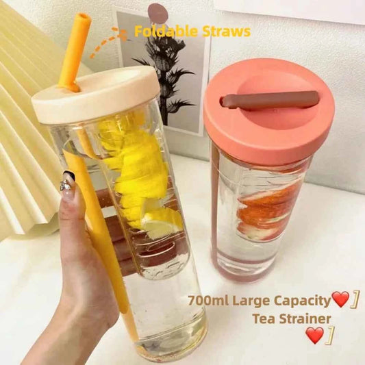 700ML Leakproof Infuser Water Bottle – BPA-Free, Straw & Tea Chamber