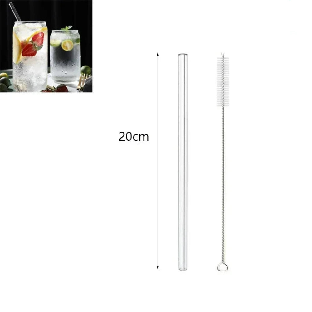 Two metal straws with a cleaning brush, labeled '1PCS' and '20cm', on a white background.