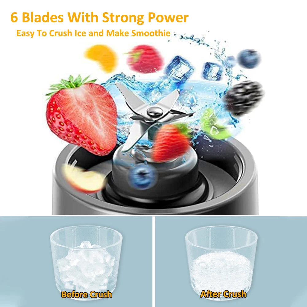 Black 530ML Mini Portable Blender – Juicer Cup with Ice-Crushing Blades