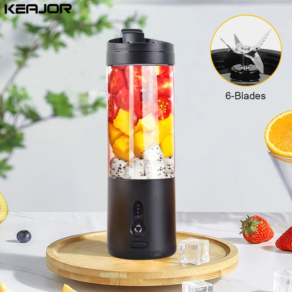 Black 530ML Mini Portable Blender – Juicer Cup with Ice-Crushing Blades