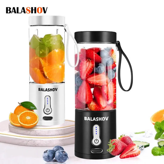 Black & White 530ML 6 Blades Portable Electric Blender – USB Rechargeable Smoothie Maker