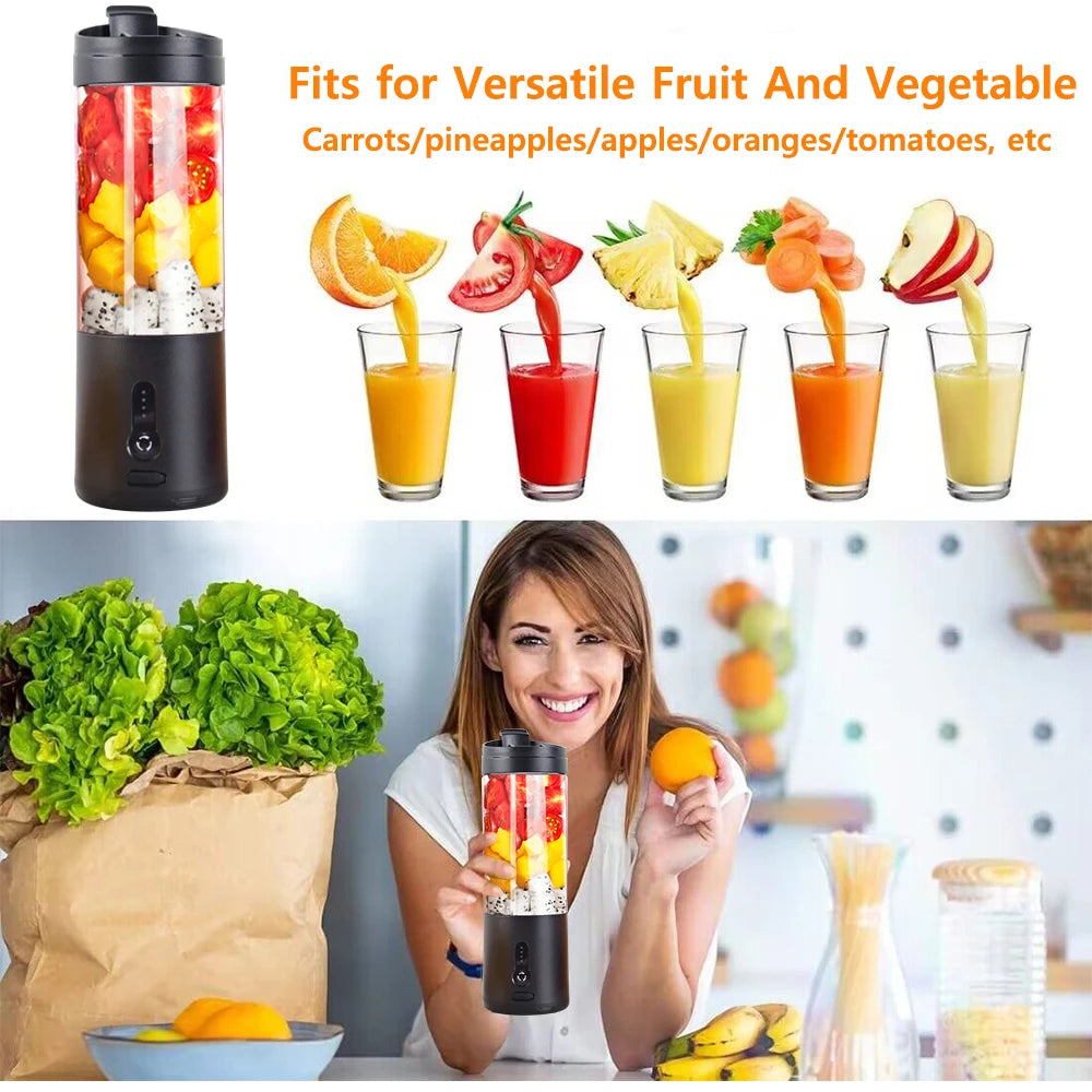 Black 530ML Mini Portable Blender – Juicer Cup with Ice-Crushing Blades