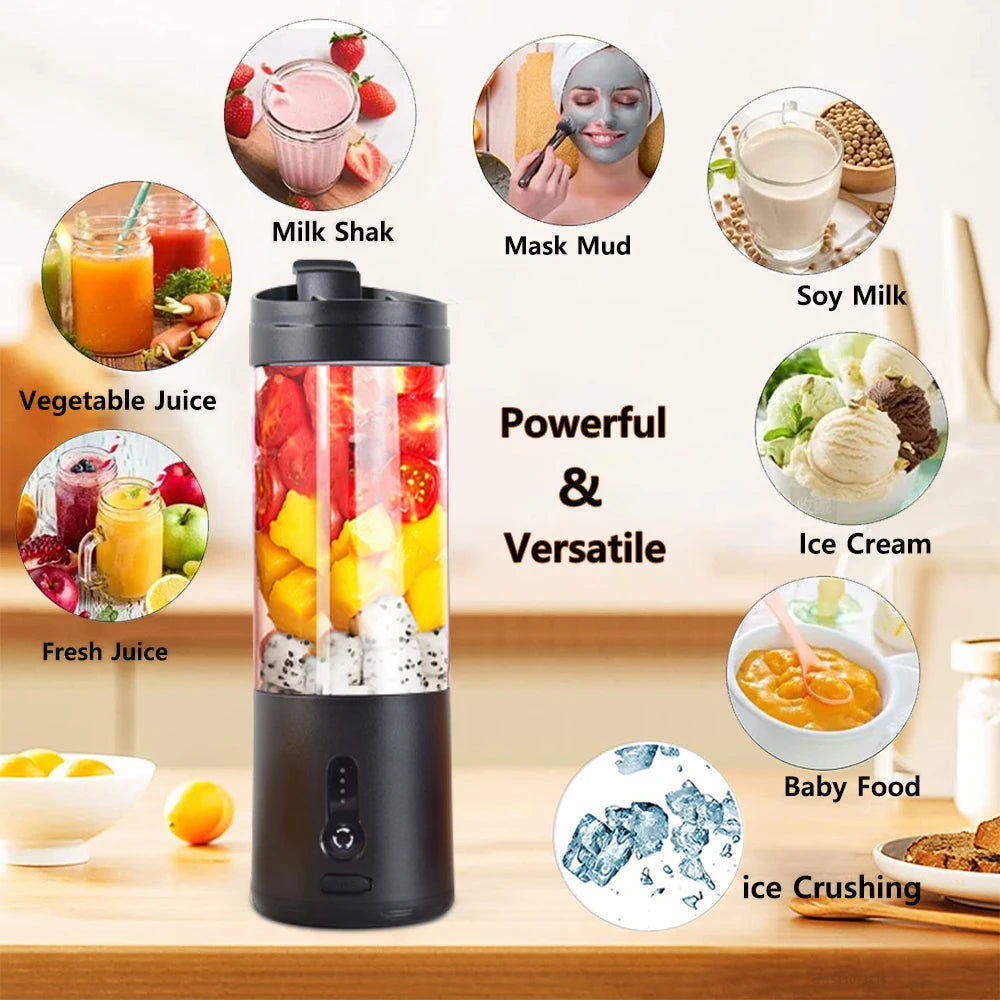 Black 530ML Mini Portable Blender – Juicer Cup with Ice-Crushing Blades